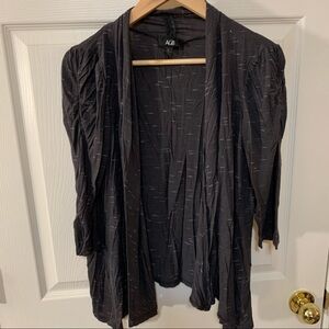 NWOT AGB Shawl Neck Ruched Sleeve Open Front Cardigan
